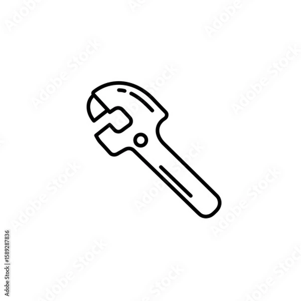 Fototapeta Adjustable Wrench Icon. Spanner Tool Line Vector Illustration

