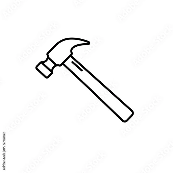 Fototapeta Hammer in simple line design on white background  