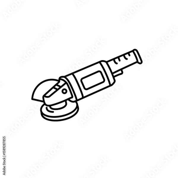 Fototapeta Angle grinder tool in minimalist line art style for construction use  