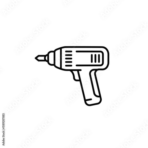 Fototapeta Drill tool in minimal line art style design  