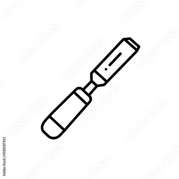 Fototapeta Wood chisel tool with wooden handle in minimalist design 