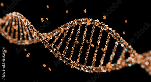 Obraz DNA Helix of Finance: Golden Currency Strand