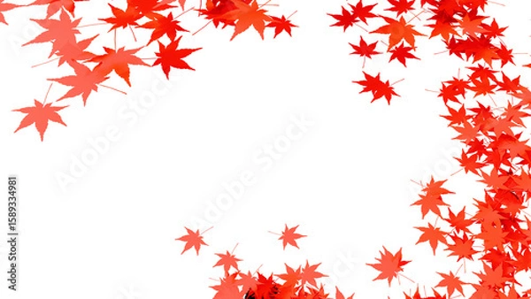 Fototapeta 秋の紅葉の乱舞：背景透過