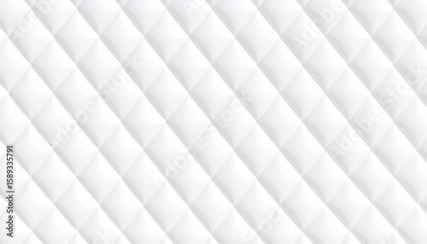 Obraz White Diamond Quilted Texture Background with Soft Lighting and Geometric Pattern