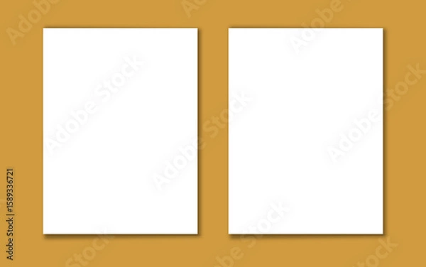 Fototapeta Minimal double pane window icon in white and brown tones, isolated on dark golden background, ideal for architecture symbols, floor plan design, or home construction visuals