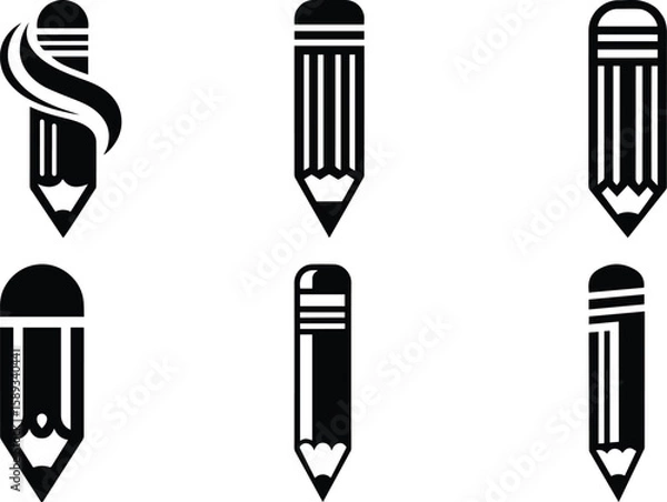 Fototapeta Pencil bundle silhouette icon vector art