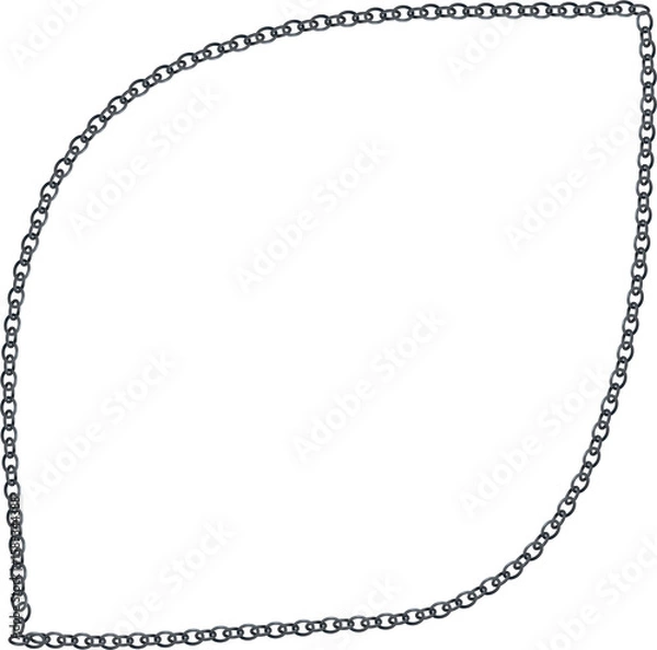 Fototapeta シルバーチェーンの手描きリーフ型イラスト
