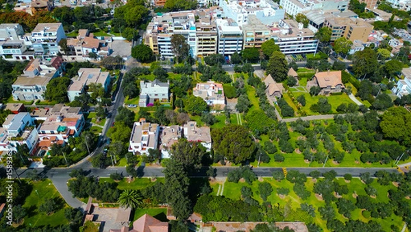 Fototapeta Lush Green El  Olivar Seen from Above in San Isidro District.