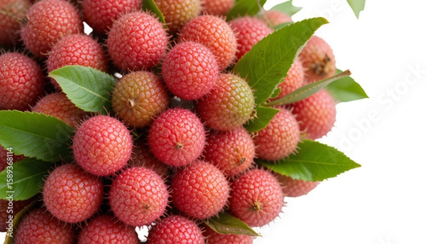 Obraz Fresh Lychee Cluster – Close-Up of Rosy-Pink Lychee Fruits Densely Packed in a Mound Isolated on Transparent Background