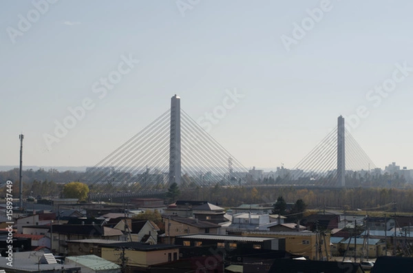 Fototapeta 音更町から見た帯広