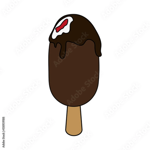 Obraz chocolate popsicle over white background vector illustration design 