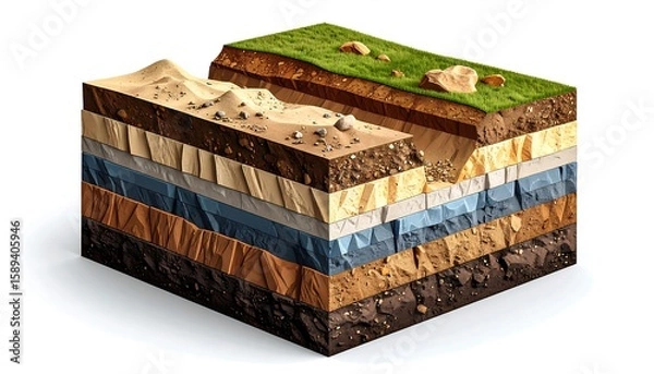 Fototapeta Cross-section of geological layers
