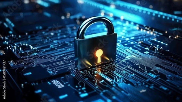 Fototapeta Advanced technology for data protection and fraud prevention. 