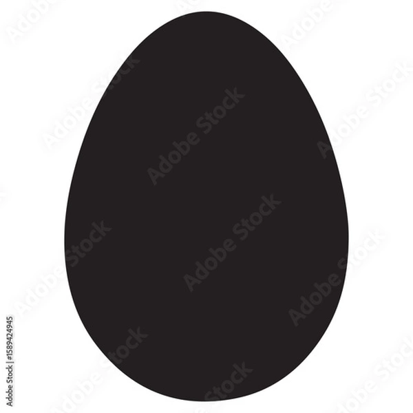 Obraz Black egg shape on a white background, minimalist vector design element, isolated.