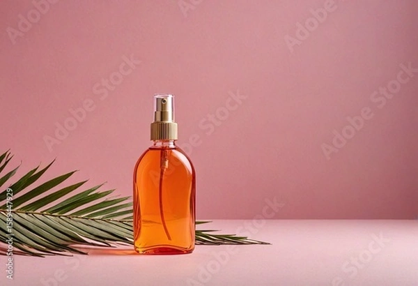 Fototapeta Minimal Perfume Bottle Mockup with Pink Background