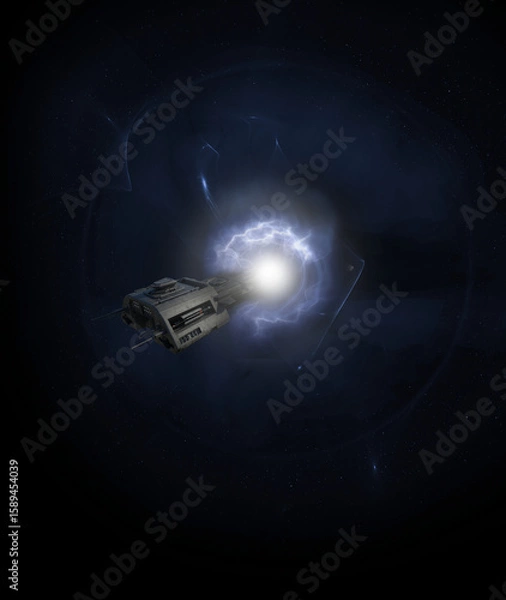 Obraz Interstellar Starship Emerging from Hyperspace, 3d digitally rendered science fiction illustration