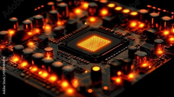Obraz Illuminated Circuit Board:  Processor Technology