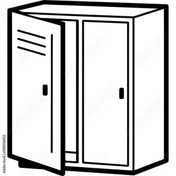 Obraz Open locker line art vector illustration 