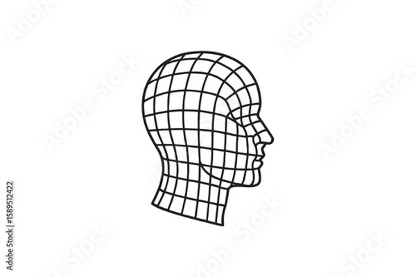 Obraz Wireframe silhouette on white background.01