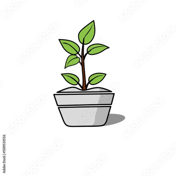 Fototapeta Pot plant outline icon with linear style . Plant in pot simple line vector icon for mobile concept and web design. Single potter plan.