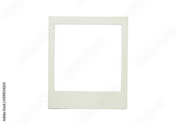 Fototapeta Empty, distressed vintage-style polaroid instant film frame with off-white, creased, and worn edges, featuring a blank square, isolated against a transparent background with ample copy space,