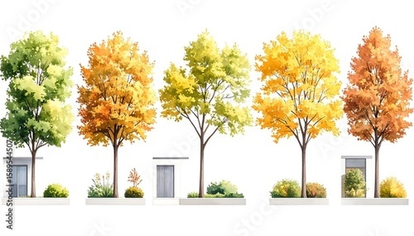 Obraz Autumn trees and landscaping