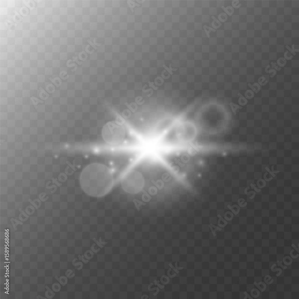 Fototapeta A luminous star with a bokeh effect on transparent background.