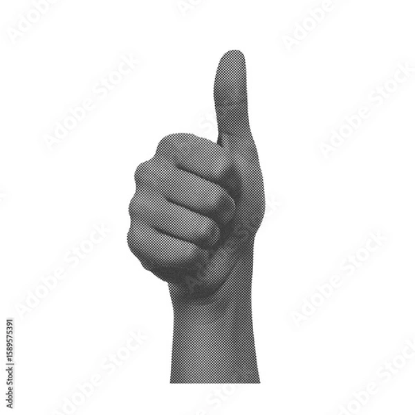 Fototapeta Graphic Hand Pointing Up Gesture in Halftone Style. Direction Success Symbol PNG