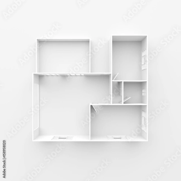 Obraz 3d interior rendering of empty white home apartment