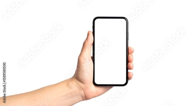 Obraz Hand holding a black smartphone