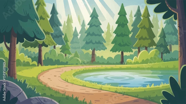 Fototapeta landscape with forest