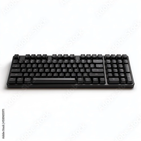 Obraz Black mechanical keyboard front facing view isolated on white