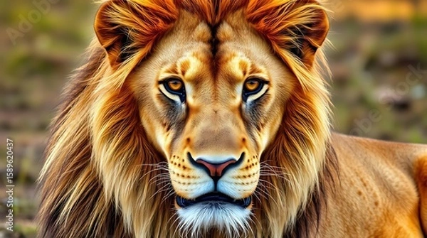 Obraz A majestic lion facing front