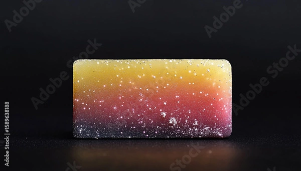 Fototapeta Gradient yellow-pink soap bar with shiny particle texture