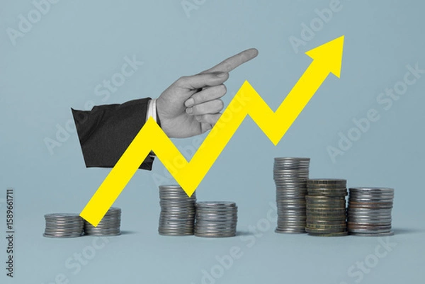 Fototapeta Rapid income growth, business development. interest rate and dividend concept. return on stocks and mutual funds, long term investment for retirement.	
