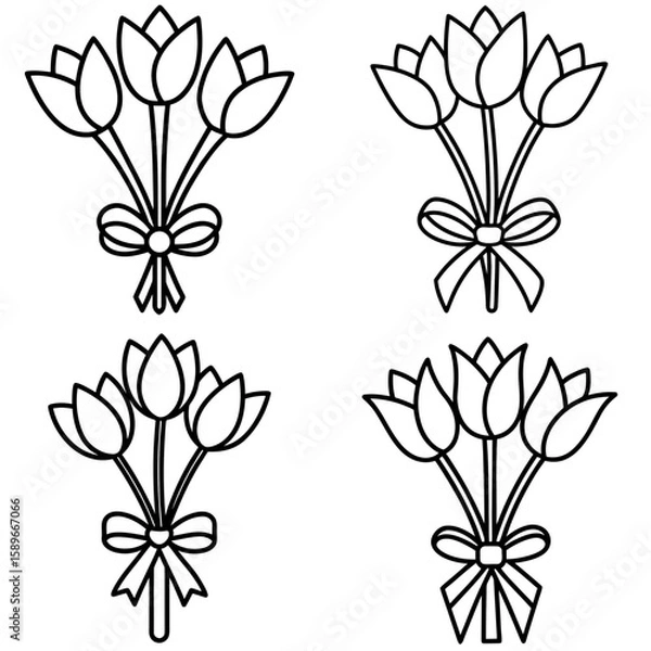 Fototapeta Tulips Bouquet Icon – Elegant Floral Vector Design for Spring and Romantic Themes