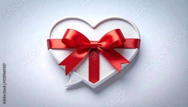 Obraz Heart-shaped gift box with red ribbon (2)