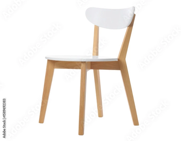 Obraz  Modern White Wooden Chair with Straight Lines, isolated on transparent background