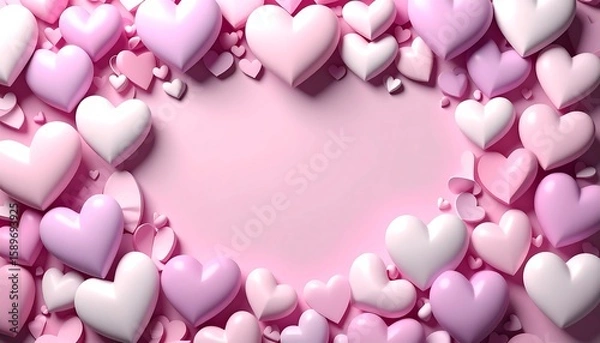 Obraz Heart-shaped frame on pink background