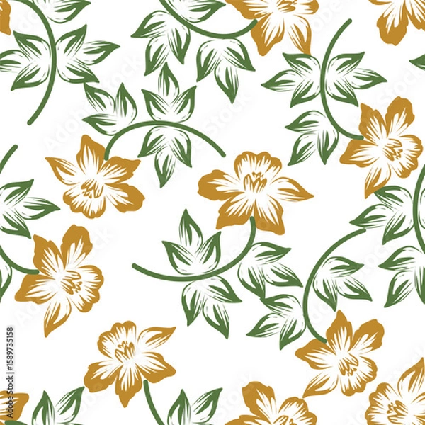 Obraz Beautiful botanical floral illustration allover repeat design for digital printing for all digital textile design
