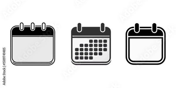Fototapeta calendar icon vector, Calendar Icon on Black and White Vector Backgrounds, Calendar vector icon set. Schedule icon symbol vector illustration, Calendar icon. Calendar planner icon collection. 