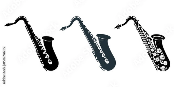 Fototapeta saxophone on white background, A colorful solid pattern on a white background, eps 10, represents a saxophone flat icon, symbolizing music and instrument, specifically a jazz sign in modern graphics