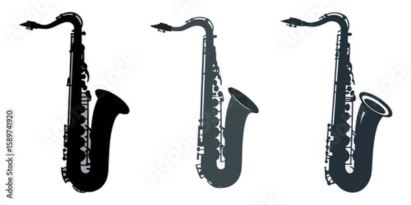 Fototapeta saxophone on white background, A colorful solid pattern on a white background, eps 10, represents a saxophone flat icon, symbolizing music and instrument, specifically a jazz sign in modern graphics
