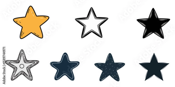 Fototapeta star vector logo. alone star, A simplistic black star icon representing excellence, achievement, and creativity suitable for various design projects and digital applications, Sparkle vector icons set.