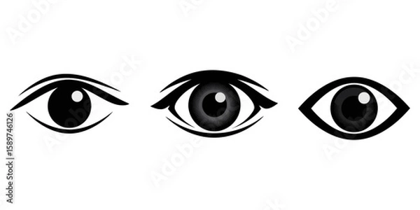 Fototapeta Eye icon set. See and unsee symbol. Show password, Eyesight symbol. Simple eyes collection. Eye silhouette  vector illustration, simple black eye symbol, eye icon set. eyesight symbol , eye, view