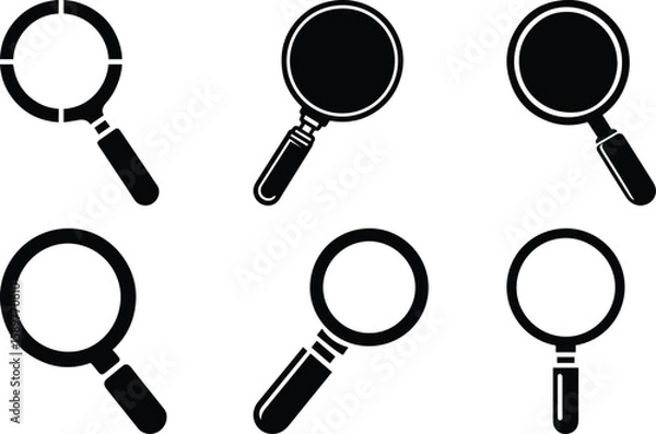 Obraz Magnifying glass bundle silhouette icon vector art
