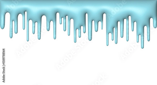 Fototapeta Liquid paint dripping down, 3D vector inflatable illustration.