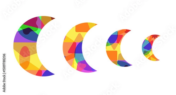 Obraz  Colorful Moon,  Stained glass vector  illustration