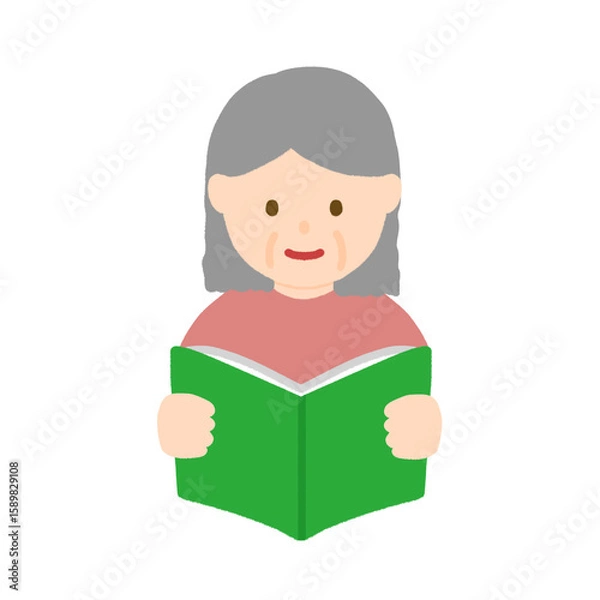 Obraz 本を読むおばあさん