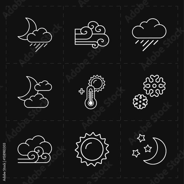 Fototapeta nine flat modern weather icons